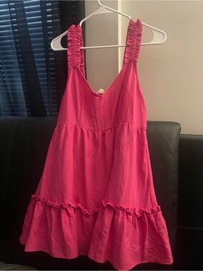 Blu Pepper Bright Pink Ruffle-Trim Sundress Size large NWOT
